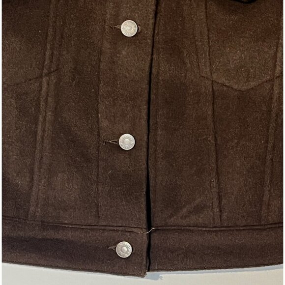 Levi's Brown Wool Blend Baby Bubble Pockets Button Oversized Trucker Jacket - Picture 14 of 16